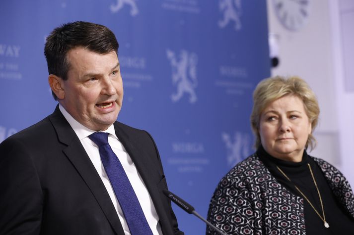 Tor Mikkel Wara og Erna Solberg, forsætisráðherra.