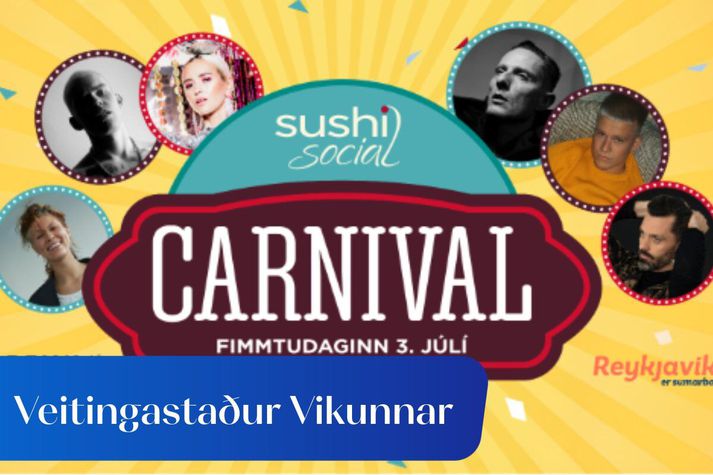 Skemmtun, glimmer, dans og gleði á Sushi Social Carnival