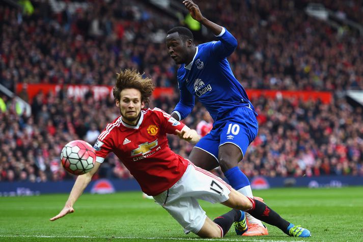 Daley Blind hafði góðar gætur á Romelu Lukaku um síðustu helgi.