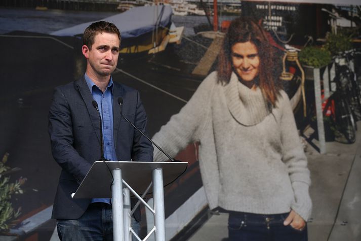 Brendan Cox á minningarathöfn um eiginkonu sína árið 2016.