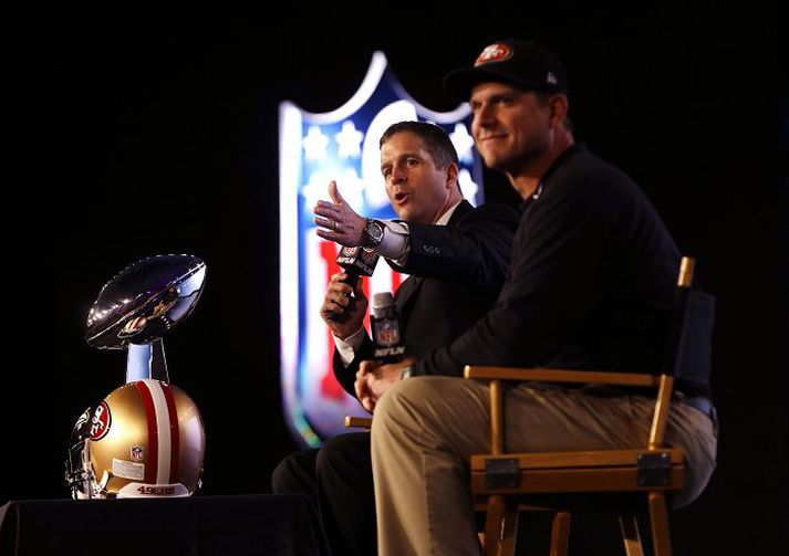 John og Jim Harbaugh hafa verið í ótal viðtölum síðustu vikur.