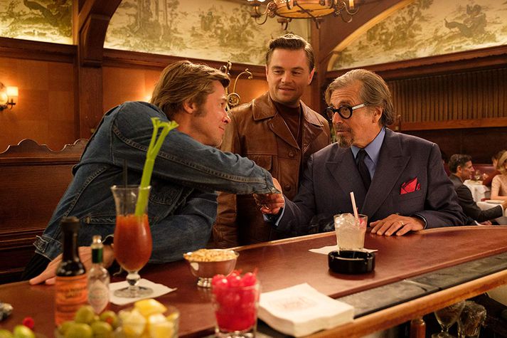 Brad Pitt, Leonardo DiCaprio og Al Pacino í hlutverkum sínum í Once Upon a Time in Hollywood.