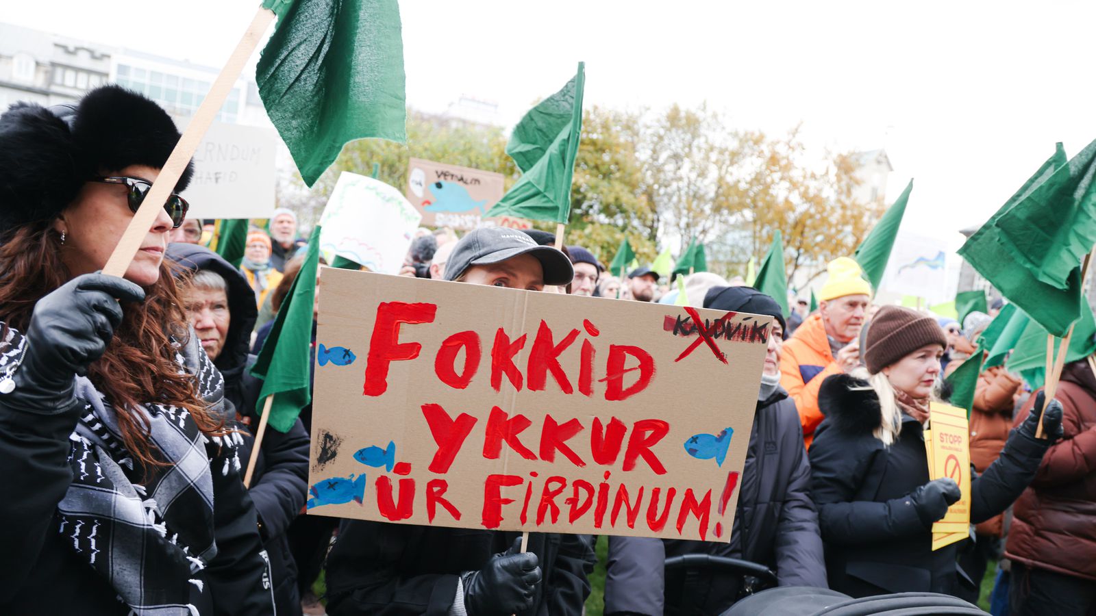 Myndir frá Austur­velli: „Fokkið ykkur úr firðinum“