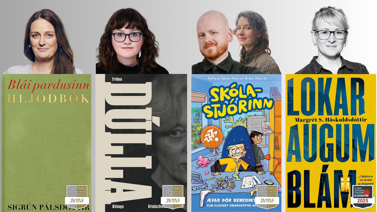 Margrét, Elín, Kristín og Sig­rún auk Ævars Þórs fá bók­mennta­verð­laun