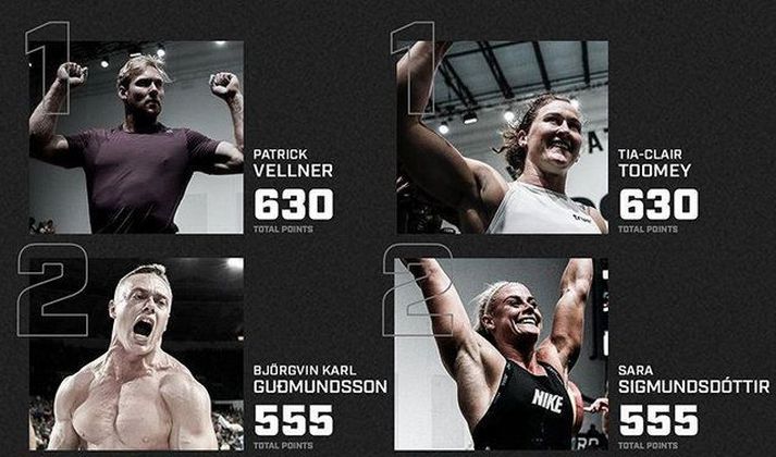 Hér má sjá efsta fólkið á Rogue Invitational mótinu um helgina.