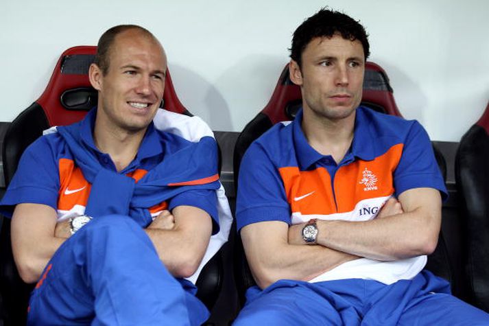 Félagarnir Robben og van Bommel.