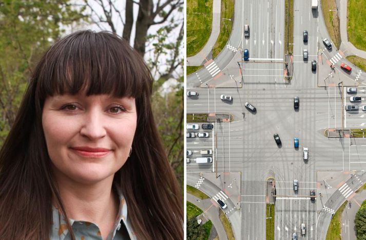 Hólmfríður var að hjóla yfir Kringlumýrarbraut þegar ekið var á hana. 