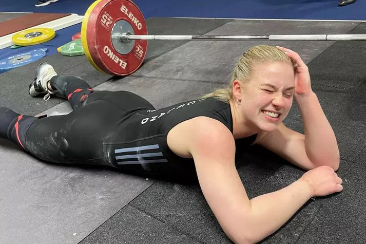 Eygló Fanndal Sturludóttir bregður á leik í mótslok.