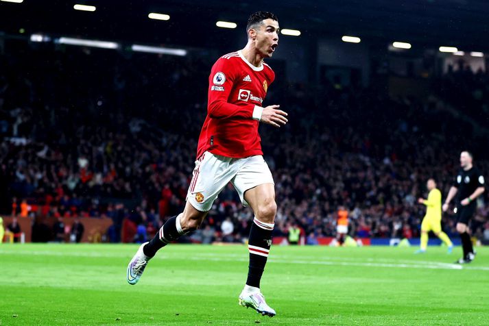 Cristiano Ronaldo fagnar einu marka sinna með Manchester United liðinu á þessu tímabili.