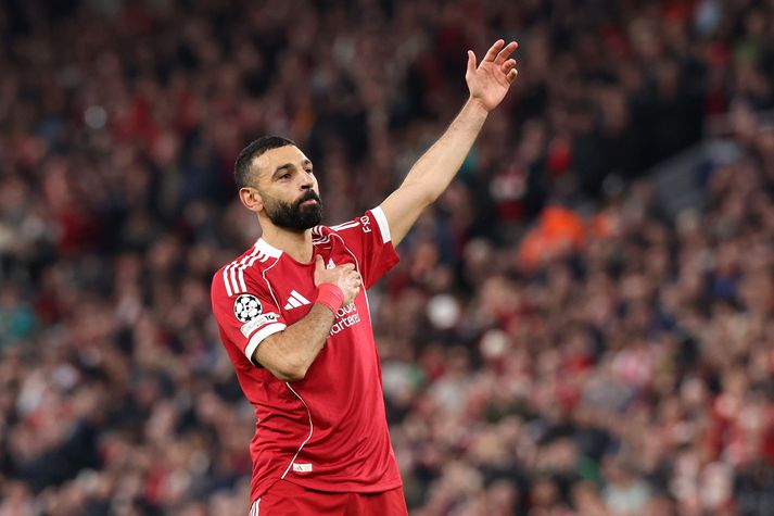 Mohamed Salah þakkar stuðningsmönnum Liverpool fyrir hvatninguna og viðtökurnar í kvöld.