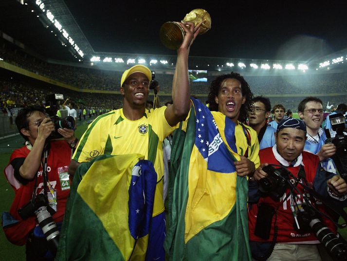 Ronaldinho varð heimsmeistari með Brasilíu árið 2002.