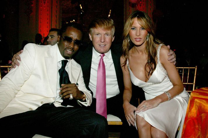 Sean „Diddy“ Combs, Donald Trump og Melania Trump á góðri stundu fyrir tuttugu árum síðan.