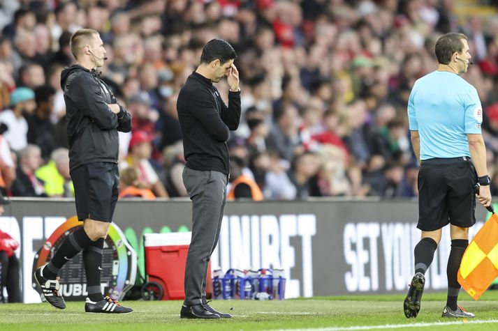 Mikel Arteta var eðlilega ósáttur eftir jafntefli sinna manna í dag.