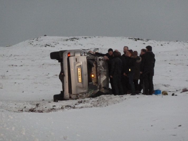 Frá slysstað.