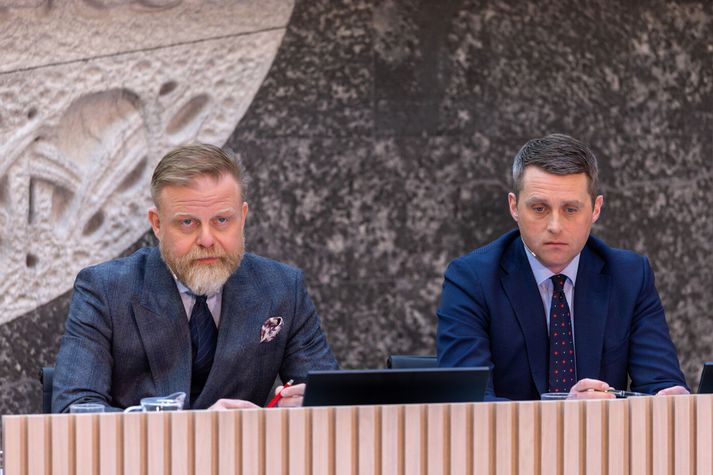 Ásgeir Jónsson seðlabankastjóri og Tómas Brynjólfsson varaseðlabankastjóri fjármálastöðugleika.
