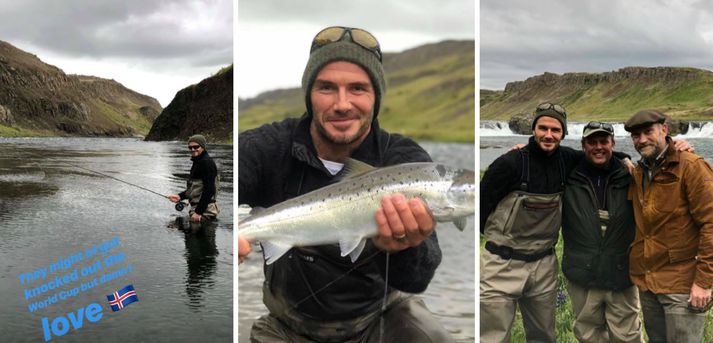 Beckham virðist vera afar sáttur með veiðiferðina