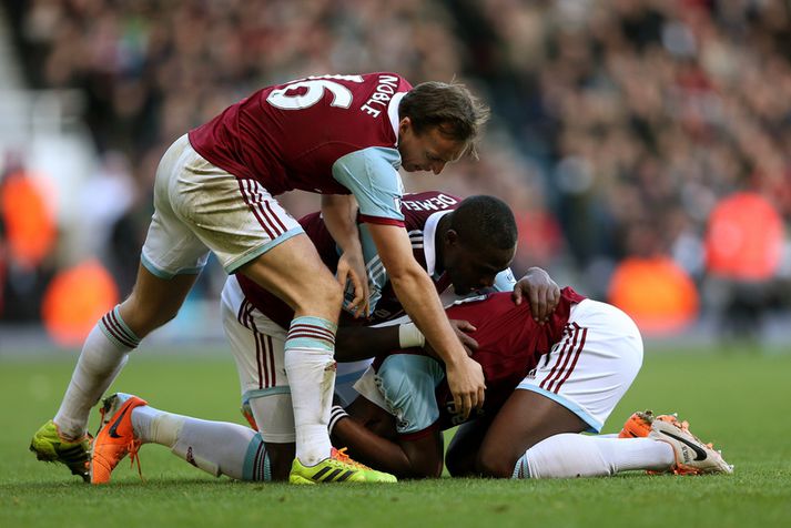 Leikmenn West Ham fagna marki Modibo Maiga í dag.