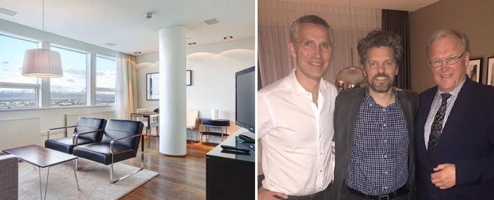 Jens Stoltenberg, Dagur B. Eggertsson og Göran Persson brostu sínu breiðasta á Hótel Nordica Hilton í gærkvöldi.