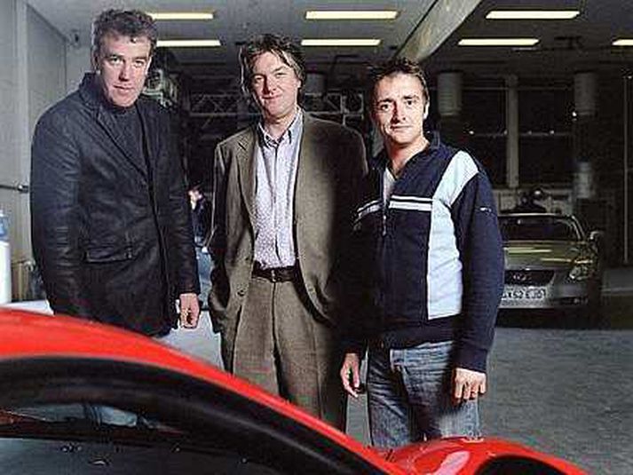 Stjórnendur Top Gear. James May, Jeremy Clarkson og Richard Hammond.