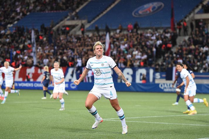 Millie Bright skoraði mark Chelsea í kvöld.