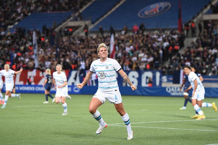 Millie Bright skoraði mark Chelsea í kvöld.