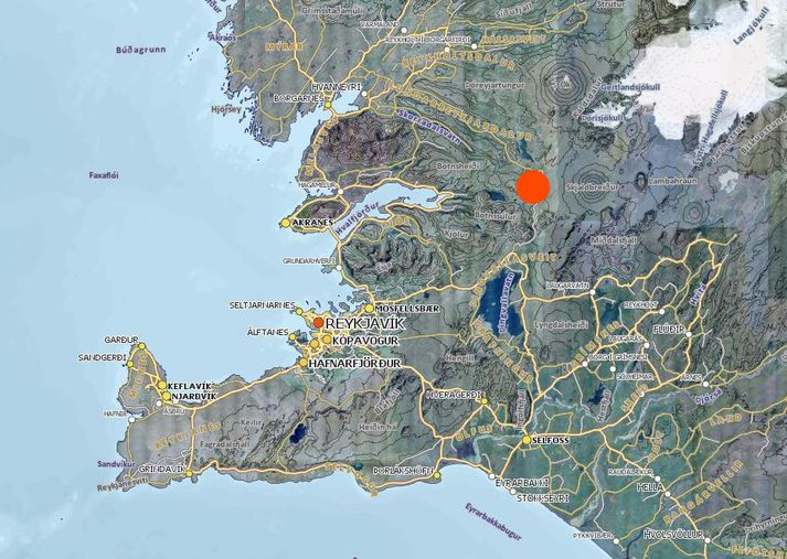 Stærri skjálftarnir fundust báðir í uppsveitum Árnessýslu en sá fyrri fannst einnig á Kjalarnesi og í Borgarfirði.