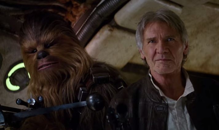 Chewbacca og Han Solo í Force Awakens.