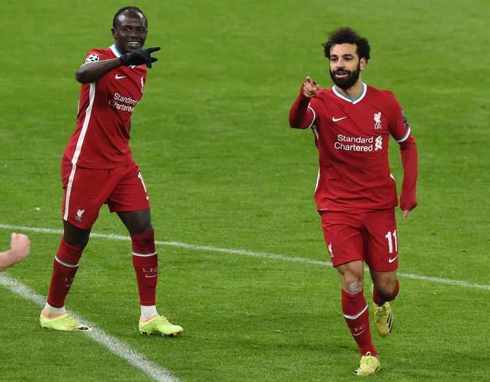 Sadio Mané og Mohamed Salah skoruðu öll fjögur mörk Liverpool í einvíginu gegn RB Leipzig.