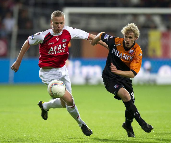 Kolbeinn Sigþórsson, sem er lykilmaður í U21 árs landsliði Íslands, skoraði fyrsta mark AZ Alkmaar í kvöld í 3-1 sigri liðsins gegn Den Haag í hollensku úrvalsdeildinni í fótbolta.