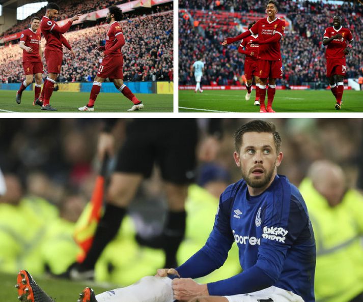 Gylfi Þór Sigurðsson og framherjar Liverpool.