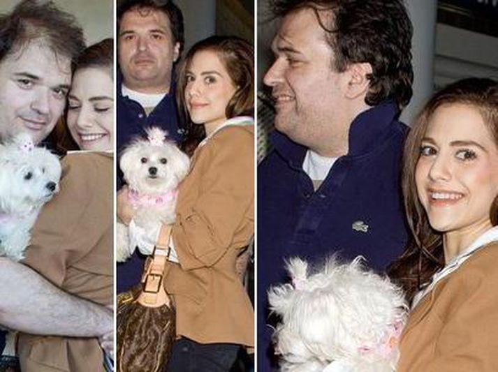 Simon Monjack og Brittany Murphy kveðjast á flugvelli fyrir nokkrum vikum.