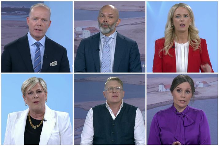 Efri röð frá vinstri: Arnar Þór Jónsson, Baldur Þórhallsson, Halla Hrund Logadóttir. Neðri röð frá vinstri: Halla Tómasdóttir, Jón Gnarr og Katrín Jakobsdóttir.