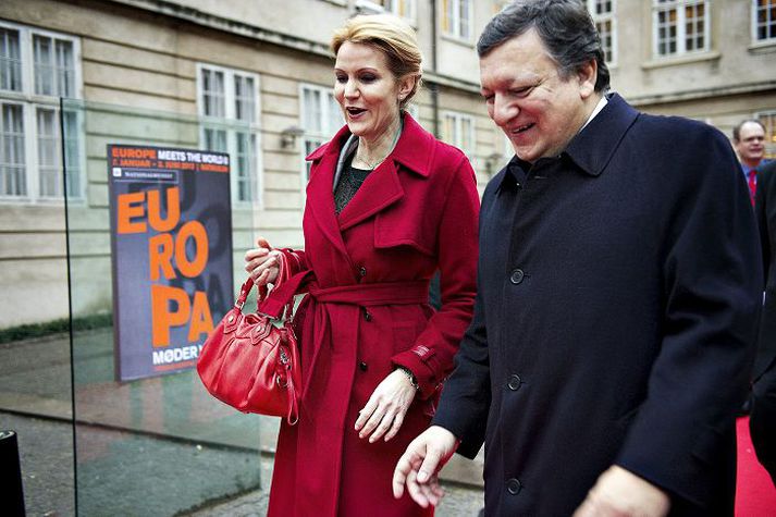 Sammála Helle Thorning-Schmidt og Barroso voru sammála um áherzlu á grænan hagvöxt, jafnframt erfiðum ákvörðunum í ríkisfjármálum.