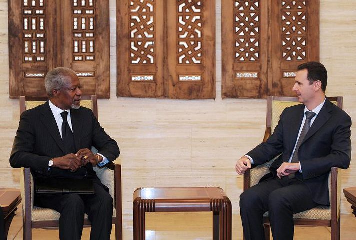 Annan og Assad Kofi Annan, sendifulltrúi Sameinuðu þjóðanna og Arababandlagsins í Sýrlandi, hitti Bashar al-Assad Sýrlandsforseta á tveimur fundum fyrr á árinu.