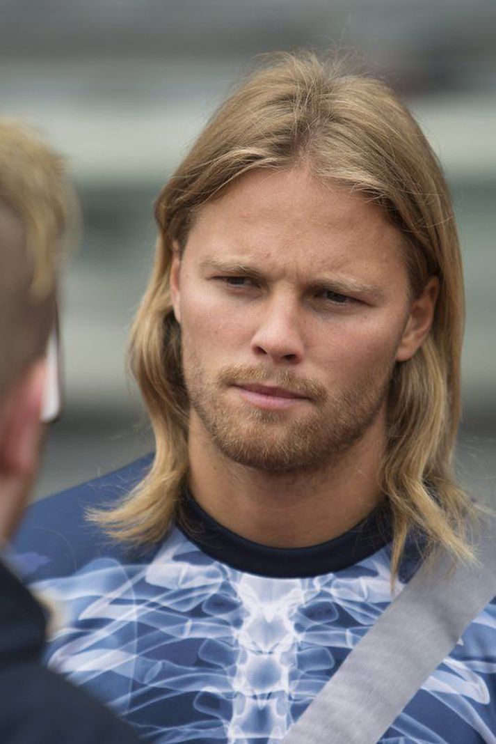 Birkir Bjarnason á æfingu í dag.