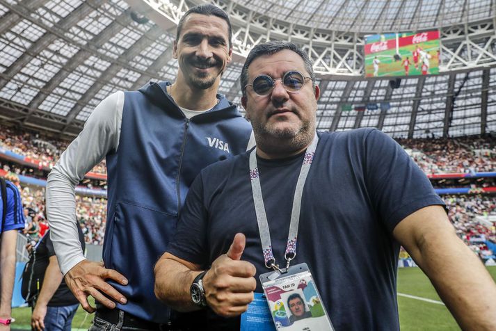 Mino Raiola með Zlatan Ibrahimovic en þeir áttu alla tíð mjög gott samband.