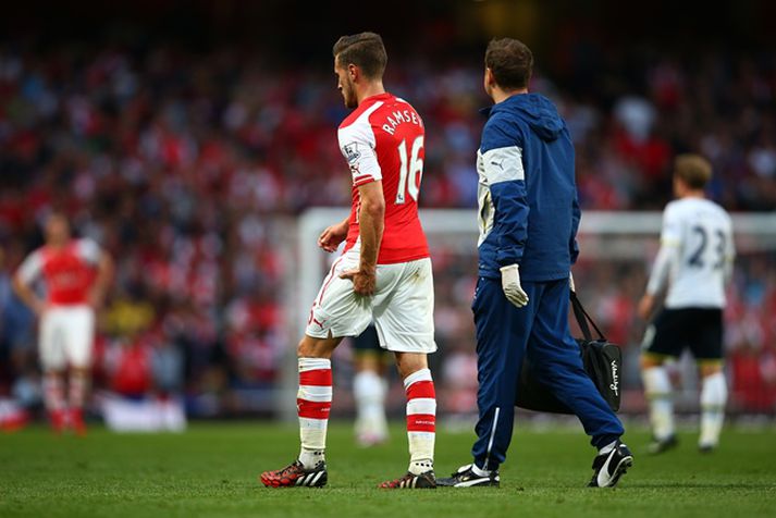 Ramsey þurfti að fara af velli gegn Tottenham um helgina.
