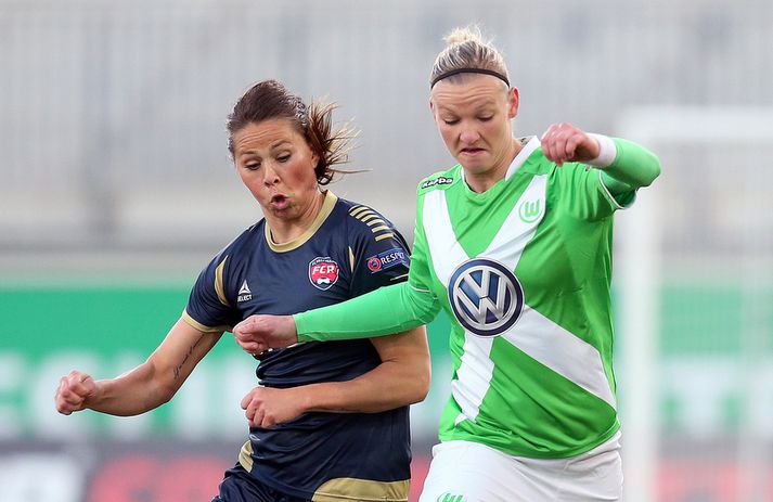 Sara Björk Gunnarsdóttir í leik með Malmö í Meistaradeild Evrópu.