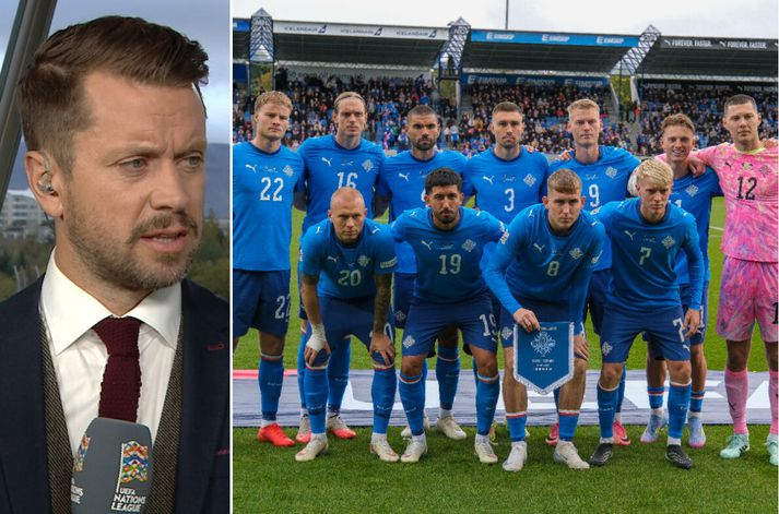 Kári Árnason og byrjunarlið Íslands í leiknum í gær