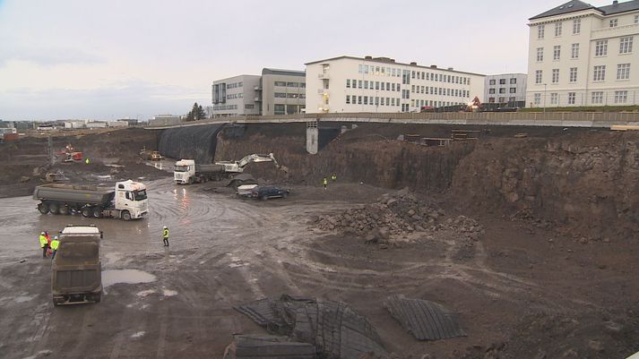 Framkvæmdir eru nú í fullum gangi við byggingu nýs Landspítala.