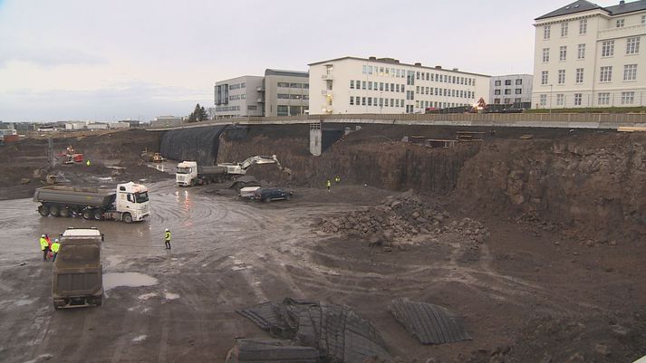 Framkvæmdir eru nú í fullum gangi við byggingu nýs Landspítala.