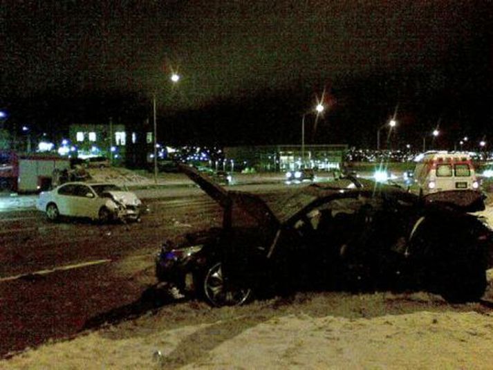 Frá slysstað.