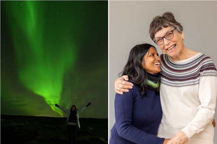 Ambiku langaði alltaf að berja norðurljós augum og sá draumur rættist einmitt í gær.