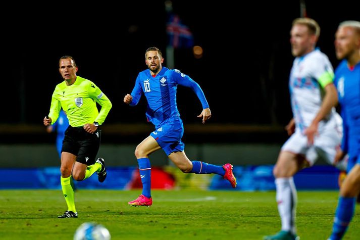 Gylfi Þór Sigurðsson snéri aftur á Laugardalsvöll í kvöld.