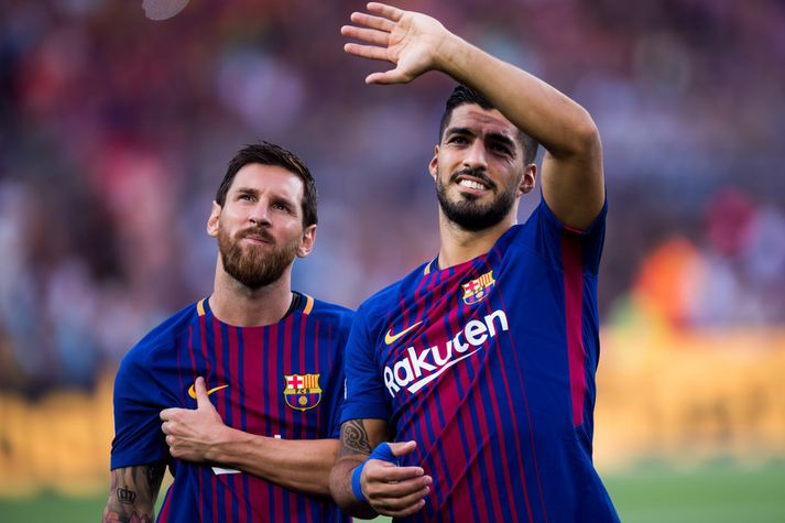 Lionel Messi og Luis Suarez.