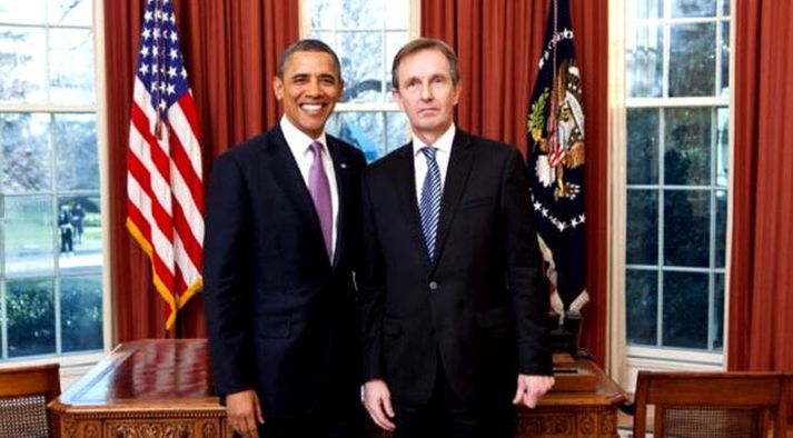 Guðmundur með Barack Obama, fyrrverandi forseta Bandaríkjanna.