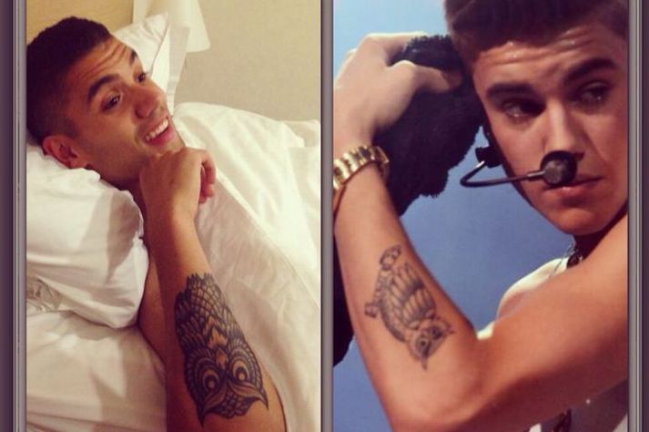 Guðlaugur Victor (til vinstri), Justin Bieber (til hægri)