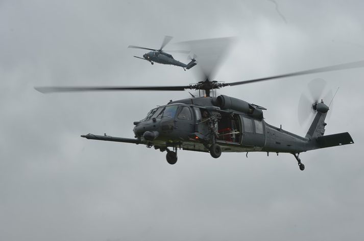 Ekki er ljóst hvað varð þess valdandi að þyrlan, sem var af svokallaðri Pave Hawk gerð, hrapaði til jarðar.