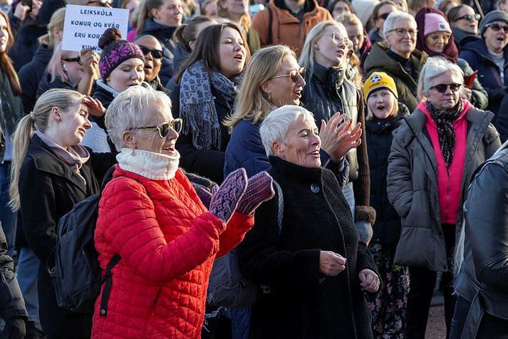 Frá samstöðufundinum á Arnarhóli.