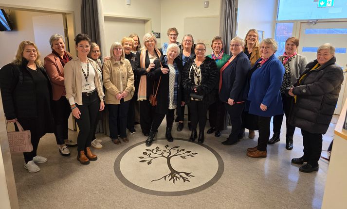 Hressar og skemmtilegar kvenfélagskonur staddar á fæðingadeildinni hjá Heilbrigðisstofnun Suðurlands á Selfossi.